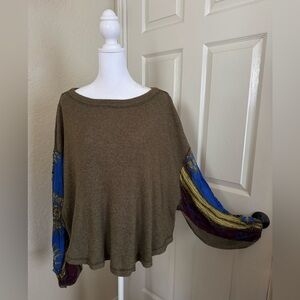 Free People We The Free Blossom Thermal Top Olive Green Long Sleeves Size S